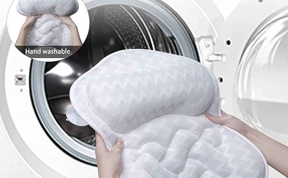 Bath Pillow, Tub Pillow for Bathtub Support Neck,Head and Back with Strong Non-Slip Suction Cups and Comfortabl 3D AirMesh Bath Pillow for Men and Women
