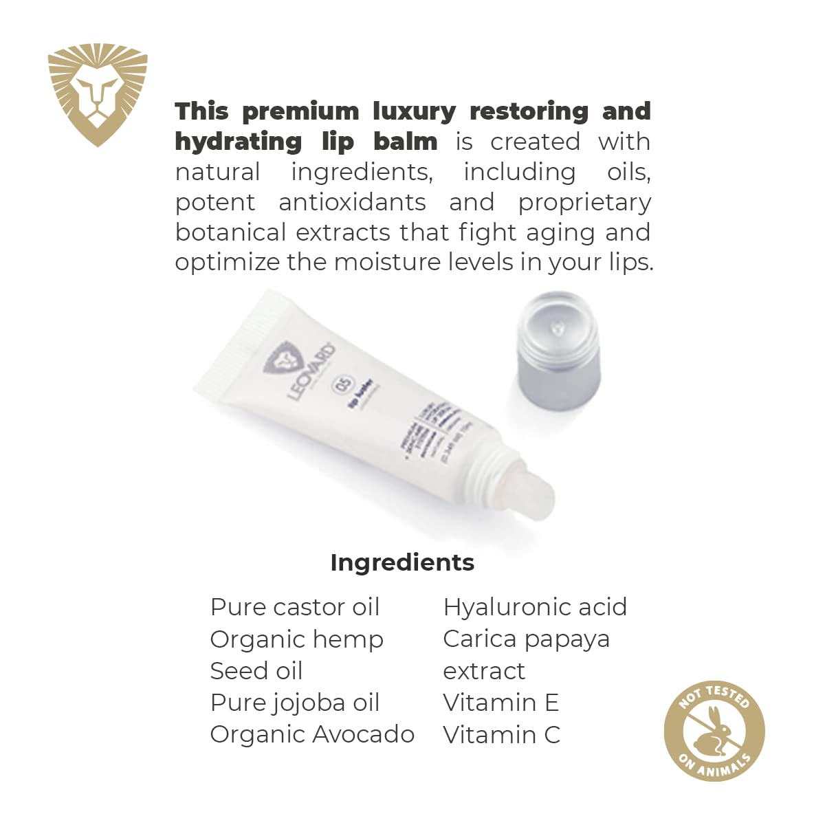 Leovard Lip Luster Hyaluronic Acid Lip Hydrating Lip Serum Balm - Organic Natural Lip Hydrating Treatment, Moisturizing Lip Serum, Reduce Dryness Lip Lines Lip Enhancer For Fuller Plump Lips (1 Pack)