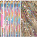 Hair Tinsel Clip-In Extensions, 12 Pcs 24 Inch Rainbow