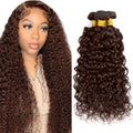 #4 Brown Water Wave Human Hair Bundles - 30, 32, 34 Inch