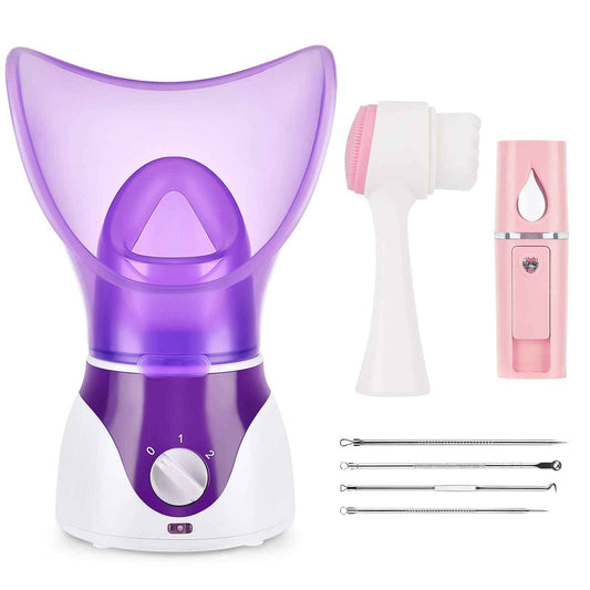 Facial Steamer for Face Nano Facial Mister Sprayer Set, Face Steamer for Facial Deep Cleaning, Portable Mini Face Steamer for Clogged Pore, Sinuses (Include Blackhead Remover Kit, Brush)