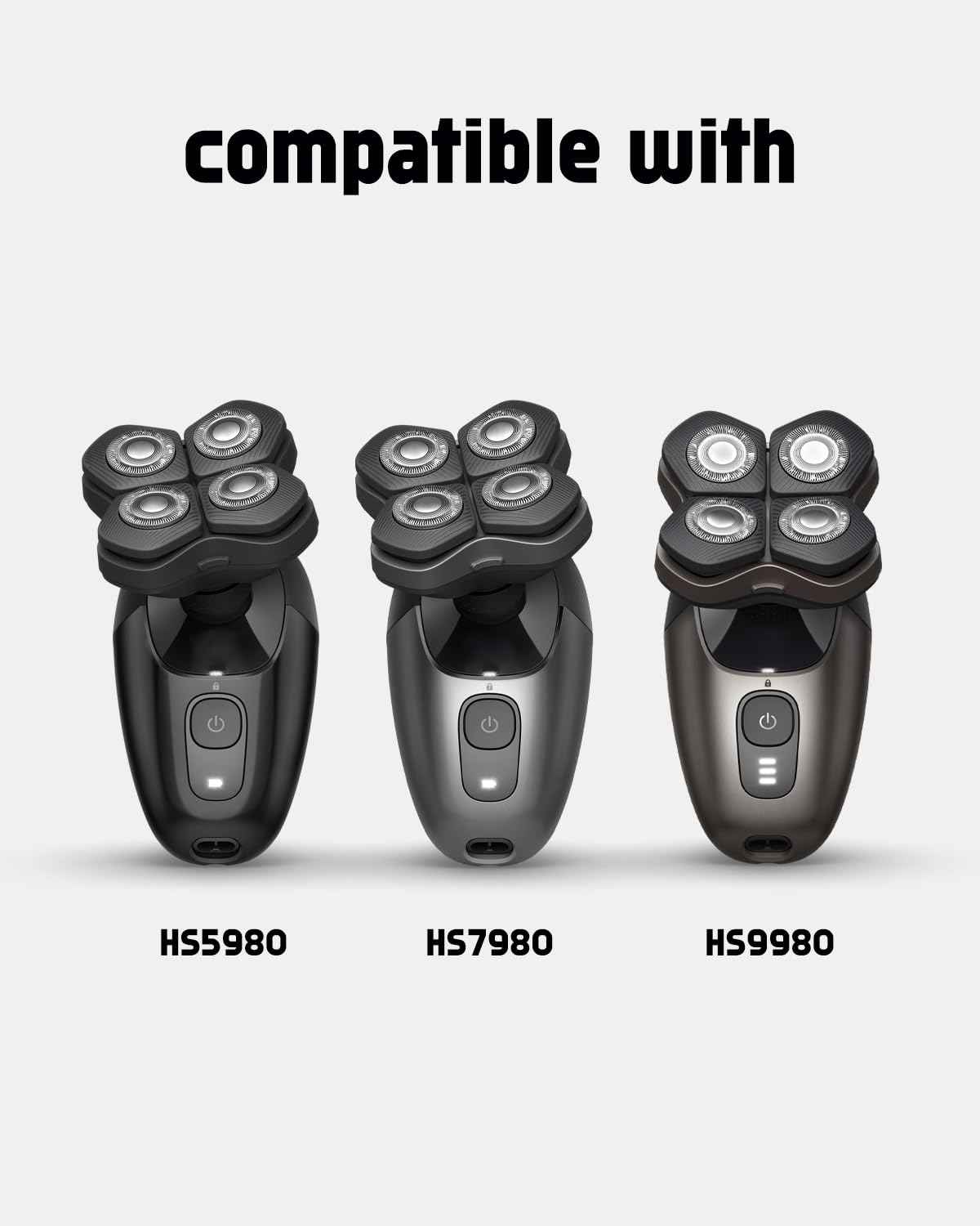 Norelco Head Shaver Replacement Heads Compatible with Philips Head Shaver Pro HS5980 HS7980 HS9980, 8PCS HS740 Blade Refill, 2 Cleaning Brush