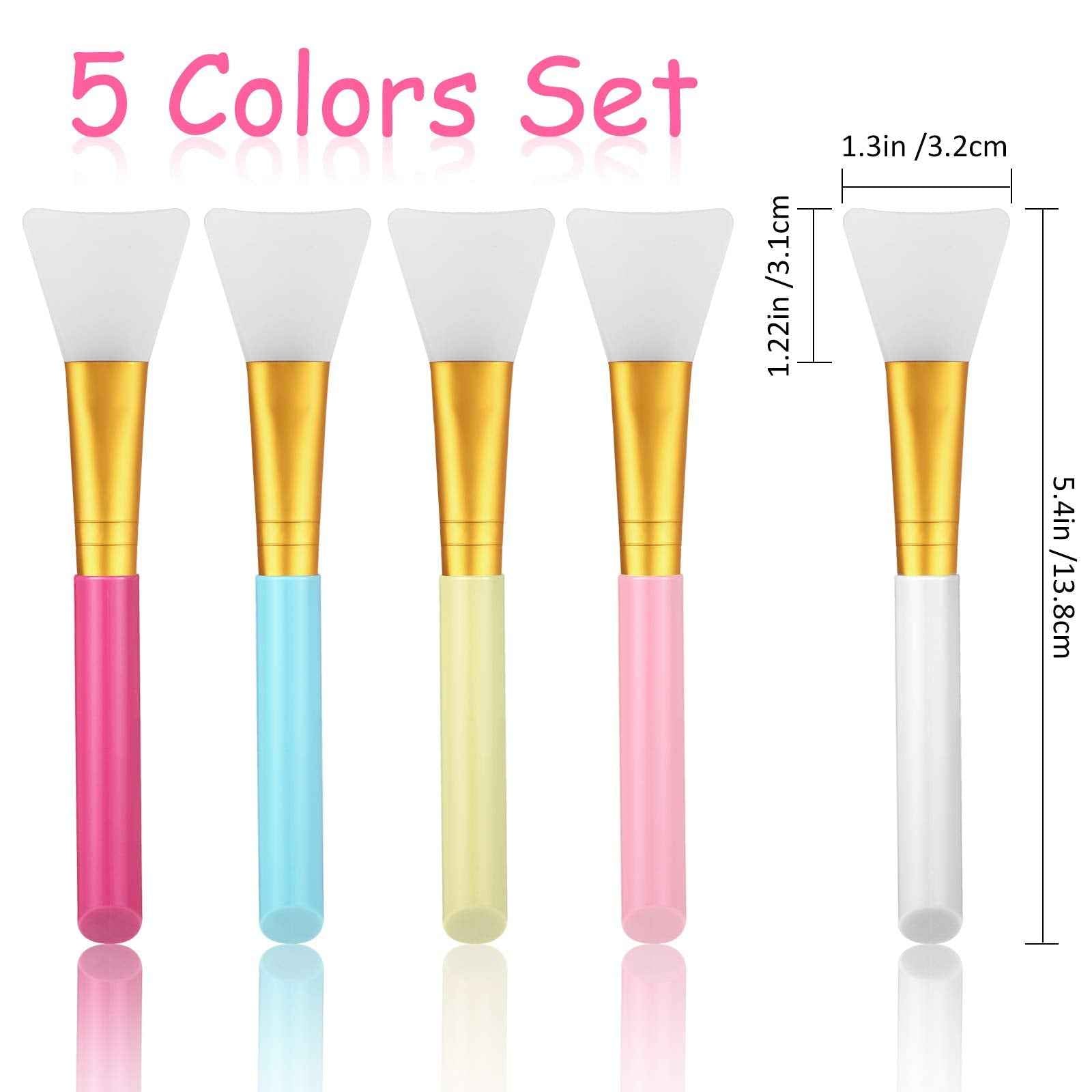 30 Pieces Silicone Face Mask Brushes Soft Silicone Facial Mud Applicator Clay Tools Face Mask Beauty Tools for Sleeping Mask, Mud Mask, Hairless Body Lotion and Body Butter, 5 Colors (Pack of 2)