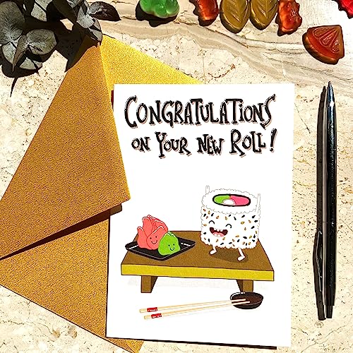 Congratulations on Your New Roll Card, Cute and Funny New Job Card, Work or Office Promotion Congrats Card for Boss, Coworker, Colleague, Friend