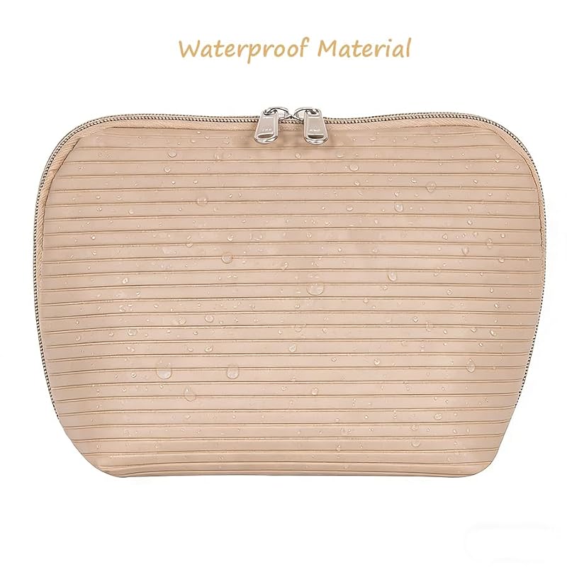 Waterproof Travel Makeup Bag for Women - Organizer with Brush Holders