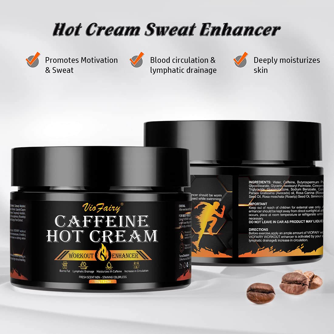 Caffeine Anti Cellulite Hot Cream, Body Sculpting Cellulite Workout Cream for Women & Men , Anti-Cellulite Remover Creams, Natural Sweat Workout Enhancer, Thighs Belly Butt Firming Legs Slimming Cream