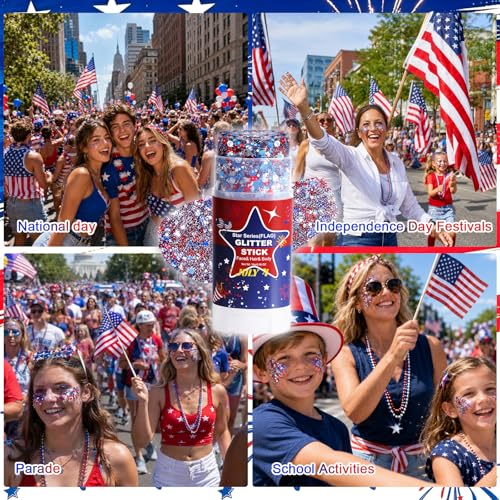 Patriotic Glitter Stick – Waterproof Red White Blue Shimmer