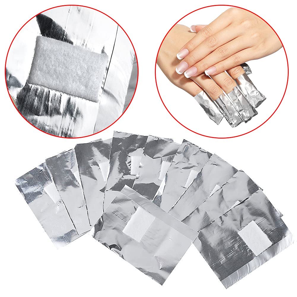 INHDBOX 500Pcs Nail Polish Remover Nail Foil Wraps Nail Gel Remover Soak Off Foils with large Cotton Pads