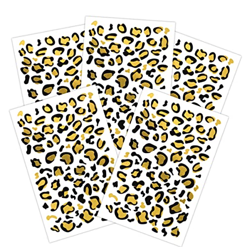 Metallic Leopard Print Temporary Tattoos - 5 Sheets