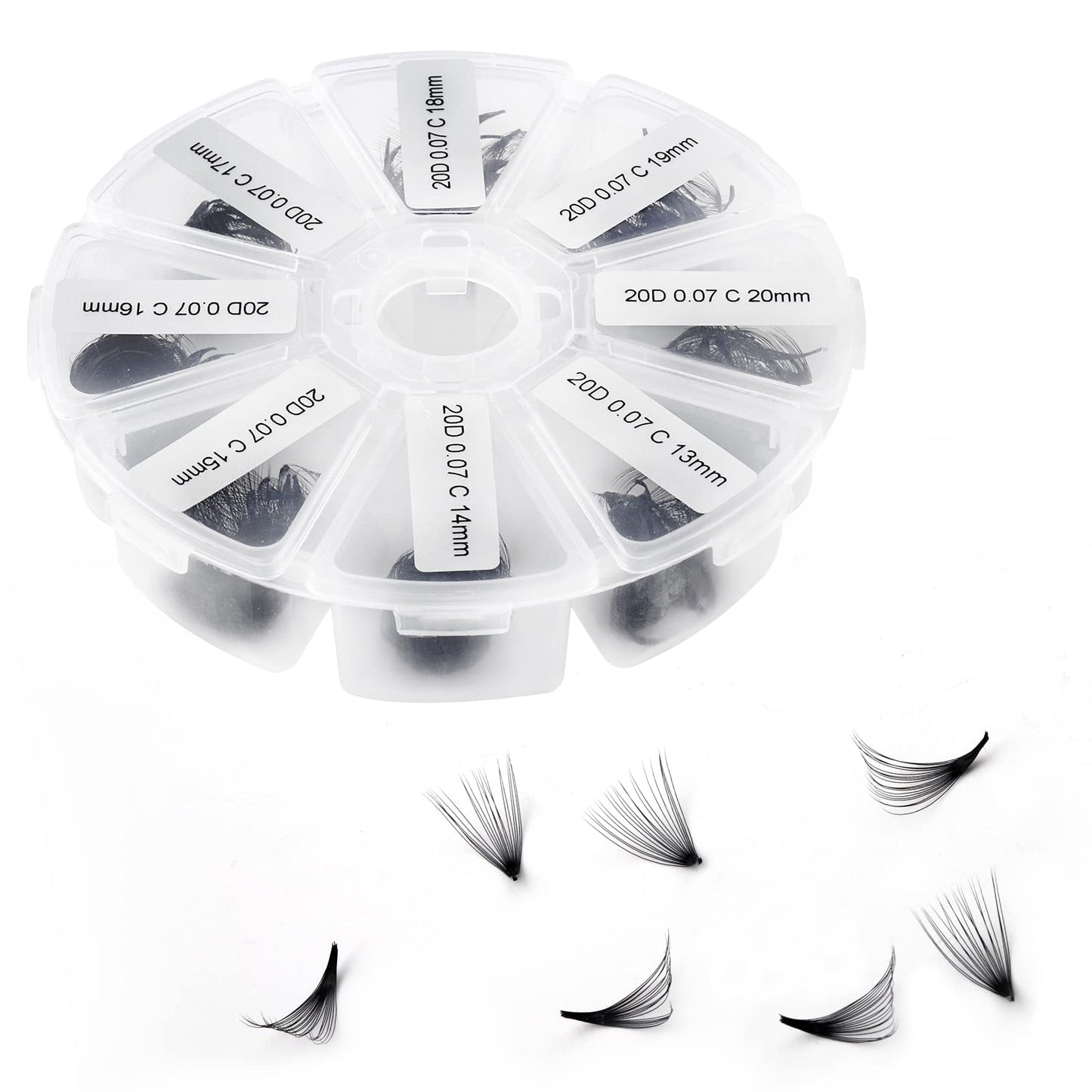 Premade Fans Short Stem 500 PCS 20D Eyelash Extensions 0.07mm C/D Curl 9-16mm Mixed WENDY LASHES Russian Volume Pre-made Lash Extension (500PCS-20D-0.07-D, 9-16mm mixed)