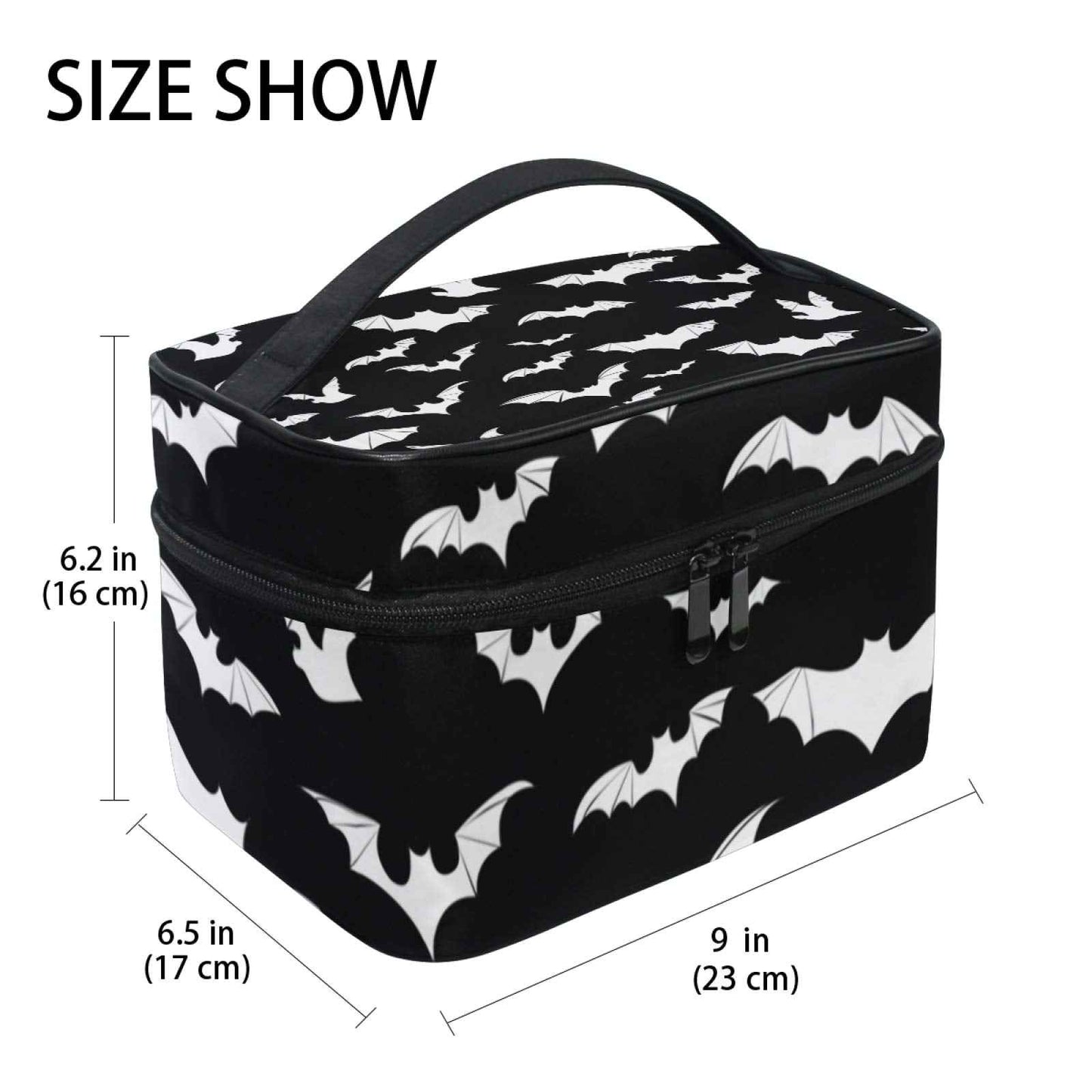 9CH Goth Travel Makeup Bag - Bats Cosmetic Bags Large Make up Organizer Portable Toiletry Bags Train Cases for Women Cosmetics