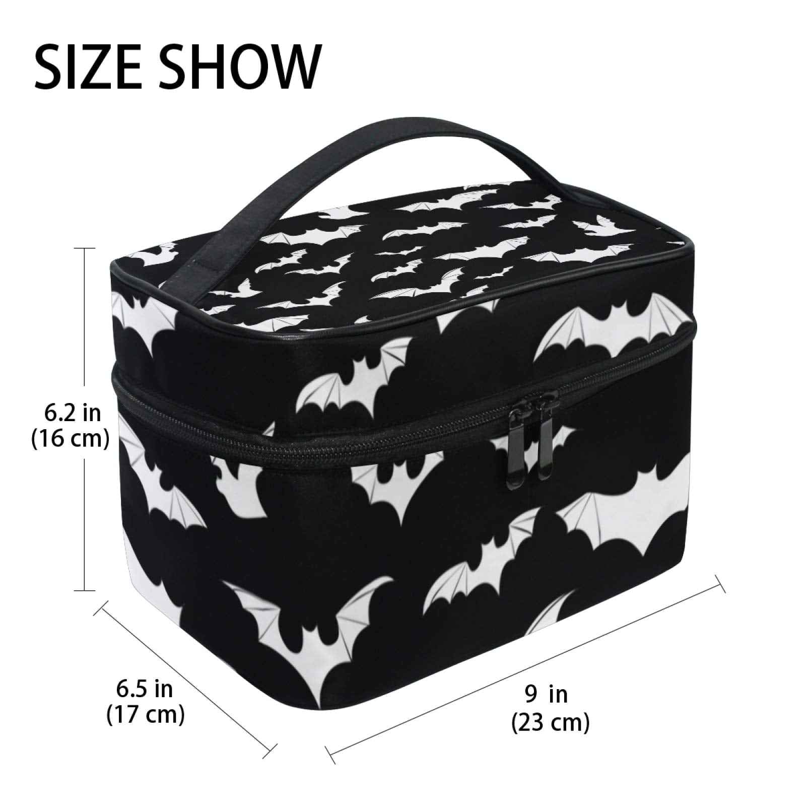 9CH Goth Travel Makeup Bag - Bats Cosmetic Bags Large Make up Organizer Portable Toiletry Bags Train Cases for Women Cosmetics