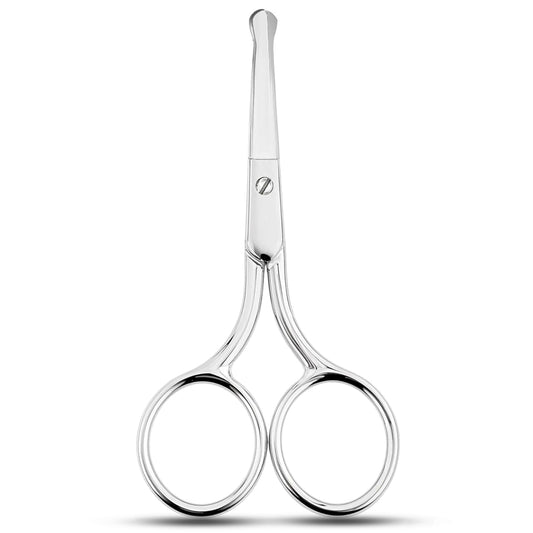 Nose Hair Scissors - High Carbon Safety Small Scissors beauty for Grooming, Eyebrows, Facial Hair - Rounded Tip Mustache & Beard Scissor for Men