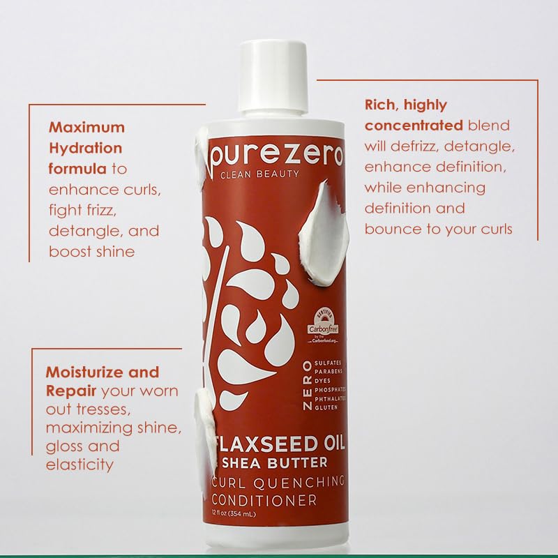 Purezero Flaxseed Oil & Shea Butter Shampoo & Conditioner Set for Curly Hair