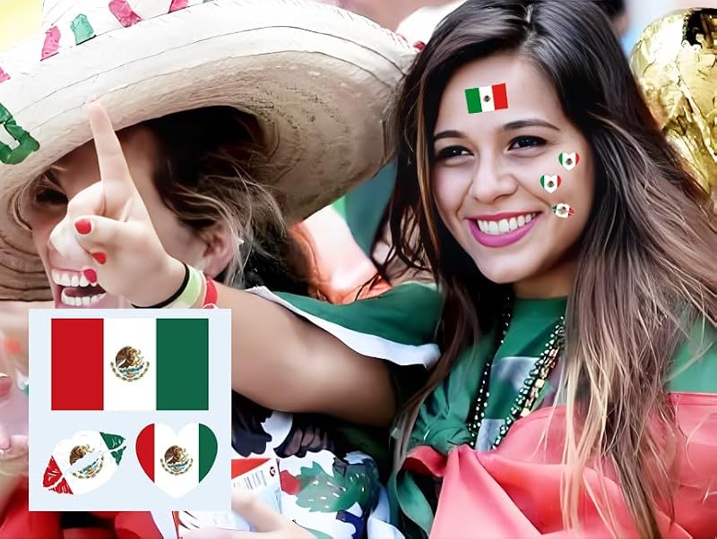 Mexican Flag Temporary Tattoos 75 Pack Waterproof