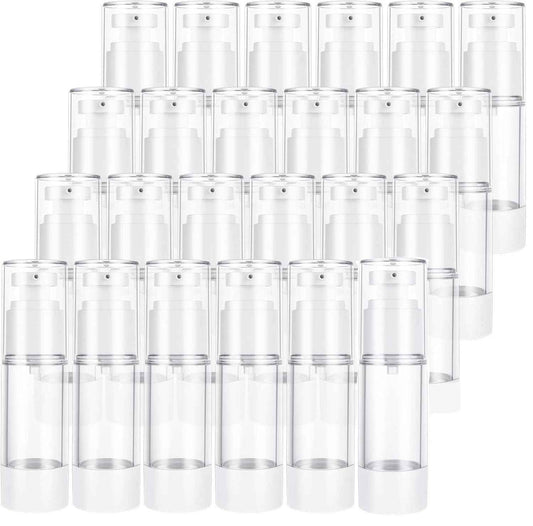 SENENQU 24 PCS 1 Oz 30ml Airless Pump Bottles Travel Size Empty Pump Bottle Lotion Container Refillable Cosmetic Pump Dispensers for Foundation Moisturizer Shampoo Toiletry