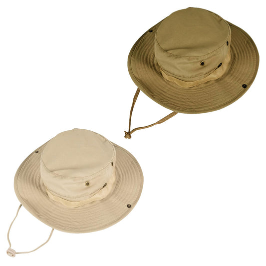 Sun Hats for Men Women Bucket Hat UPF 50+ Boonie Hat Foldable UV Protection Hiking Beach Fishing Summer Safari(2pack-Beige+Brown)