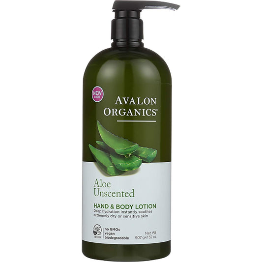 Avalon Organics Hand & Body Lotion, Aloe Unscented, 32 Oz