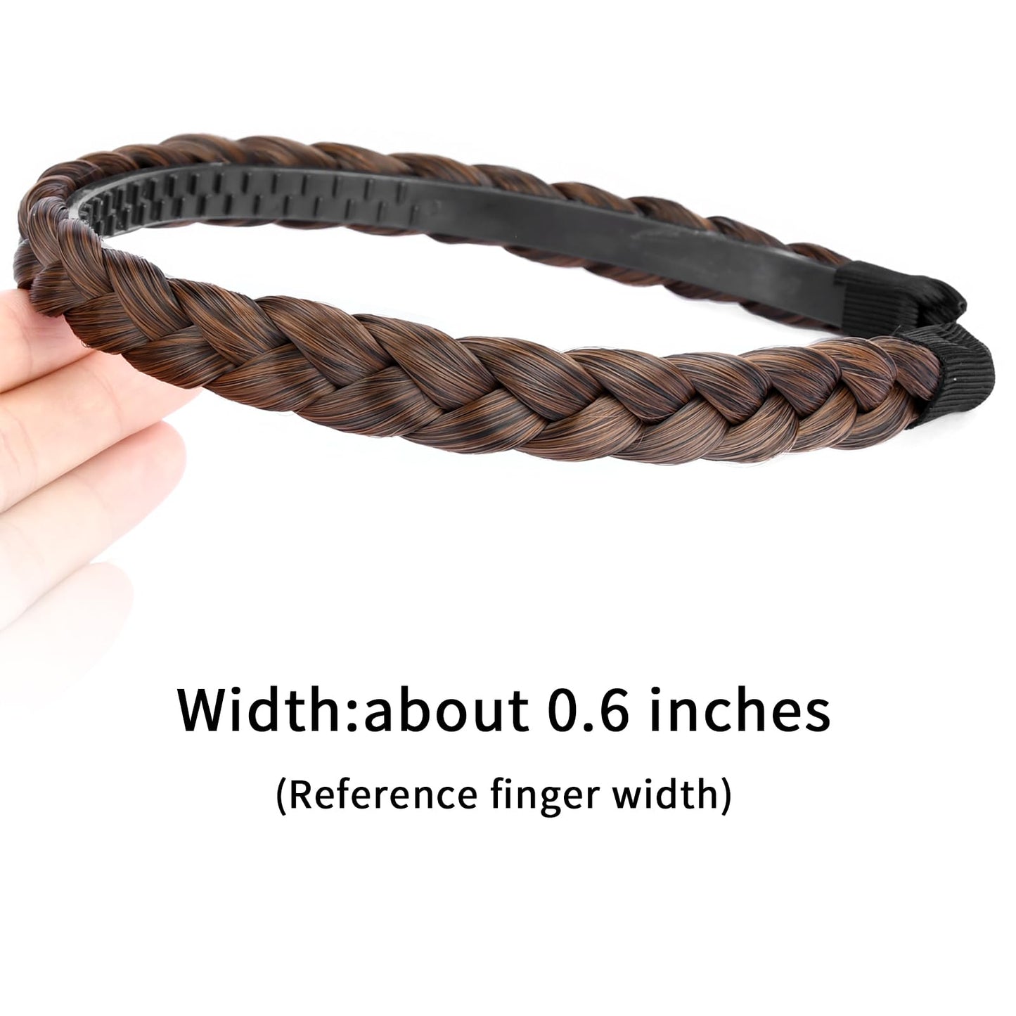 Gledola Braided Headband With Teeth Braids Hairband With Tooth Synthetic Hair Band Plaited Hairband For Women (Copper Brown)