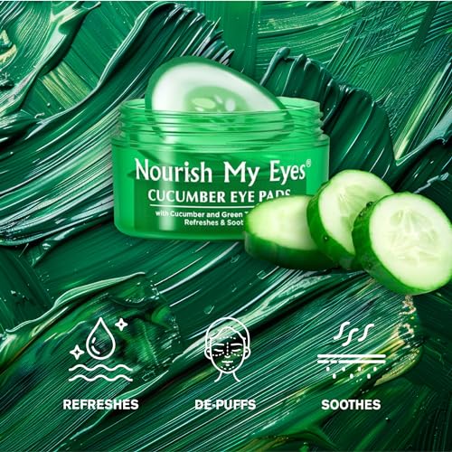 Fran Wilson NOURISH MY EYES Cucumber and Green Tea Pads - 36 Pads each At-Home Spa Treatment to reduce puffiness Revitalize Your Eyes: Easy-to-Use Cucumber Eye Pads for Dark Circles (Pack of 2)