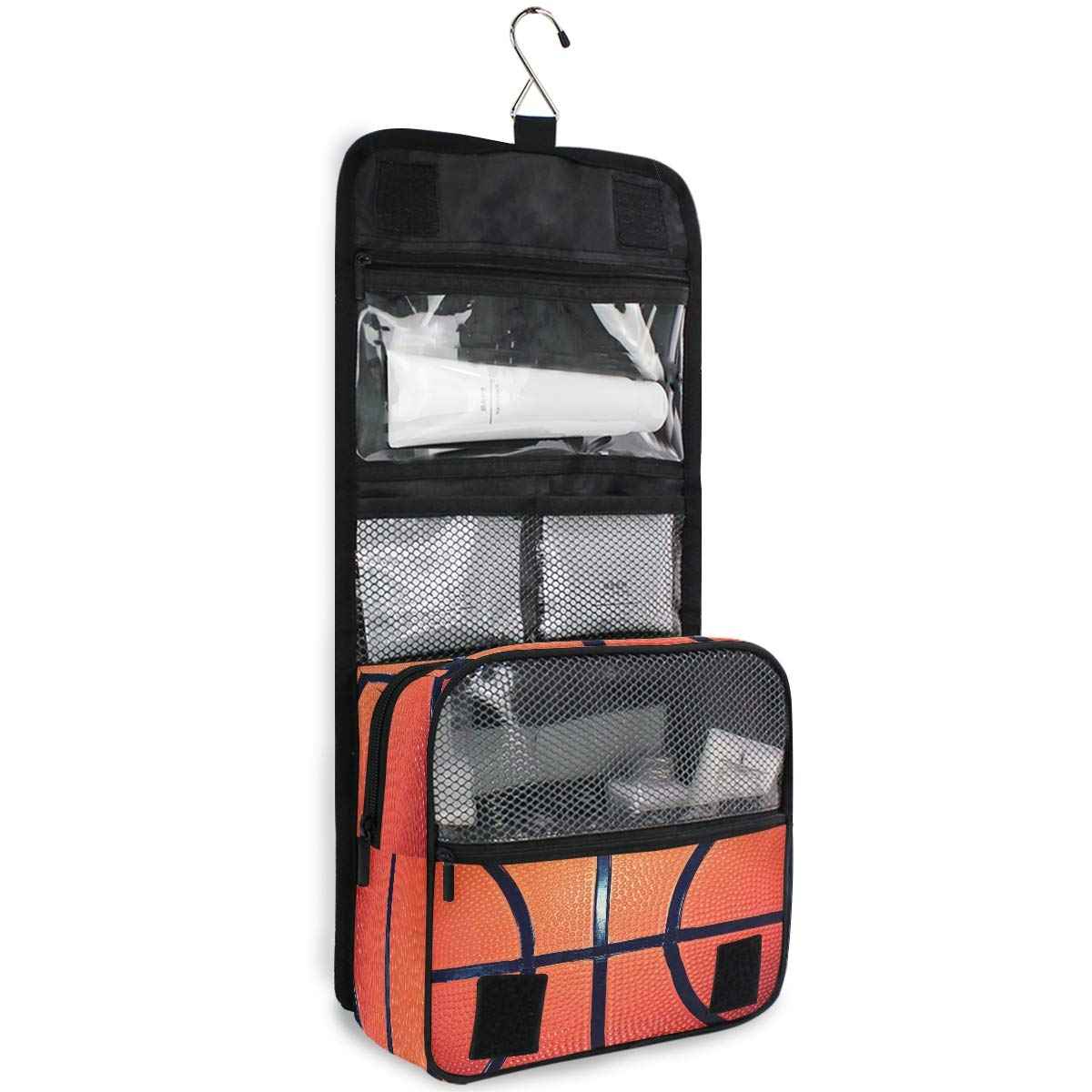 Hanging Toiletry Bag Sport Ball Basketball Portable Travel Cosmetic Makeup Bag Bathroom Shower Shaving Kit Organizer Bag for Men Women