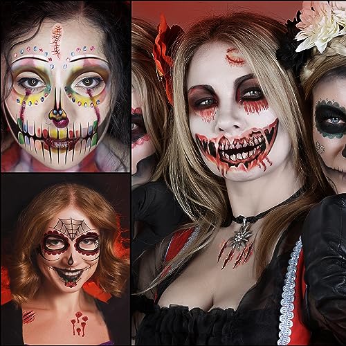 50 PCS Halloween Face Tattoos - Scary Horror & Costume Stickers