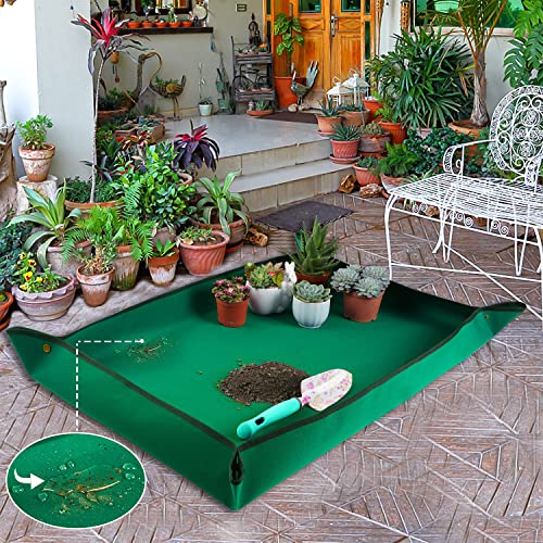 Onlysuki Extra Large Repotting Mat for House Plants Transplanting and Dirt Control Portable Potting Tray Waterproof Potting Mat for Indoor Plants Succulent Gardening Mat Plant Gift for Plant Lovers