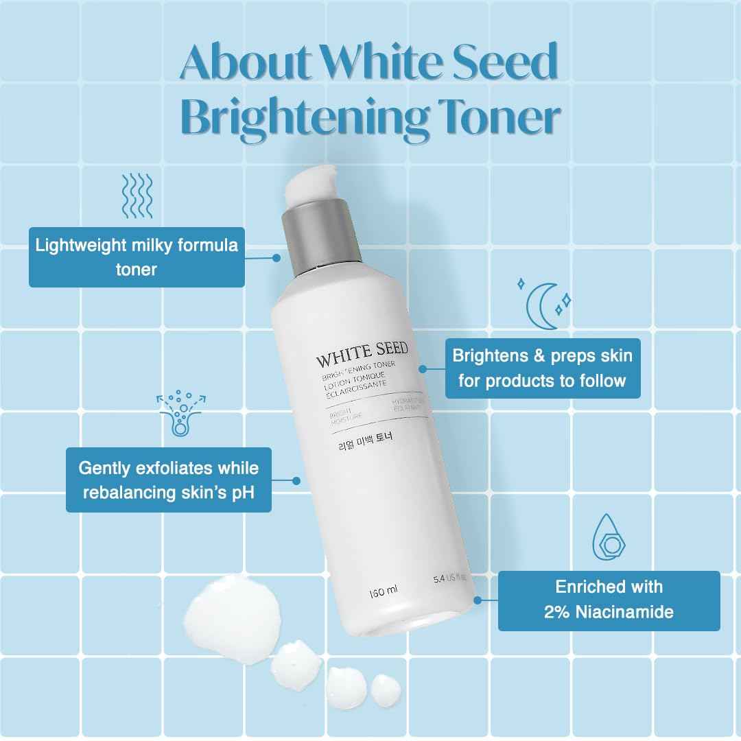 The Face Shop White Seed Brightening Toner with Lupin Seed, Daisy, Niacinamide, Moisturizing & Brightening