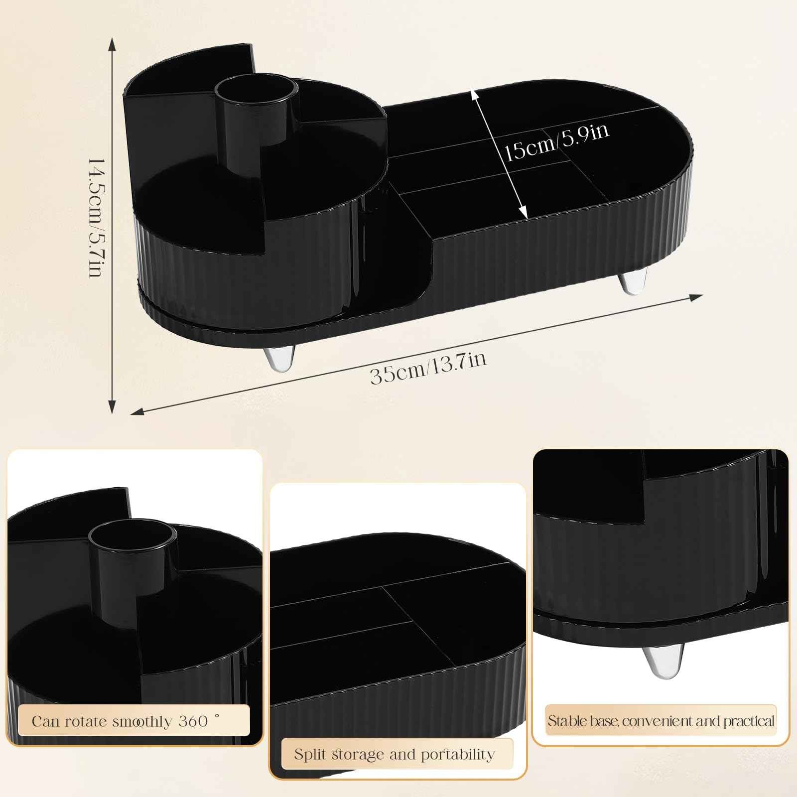 Wlicon Rotating Makeup Organizer Cosmetic Organizer, Cosmetic Display Case Round Vanity Makeup Organizer Cosmetic Storage Display box for Skincare, Brushes, Eyeshadow, Lipstick (Black)