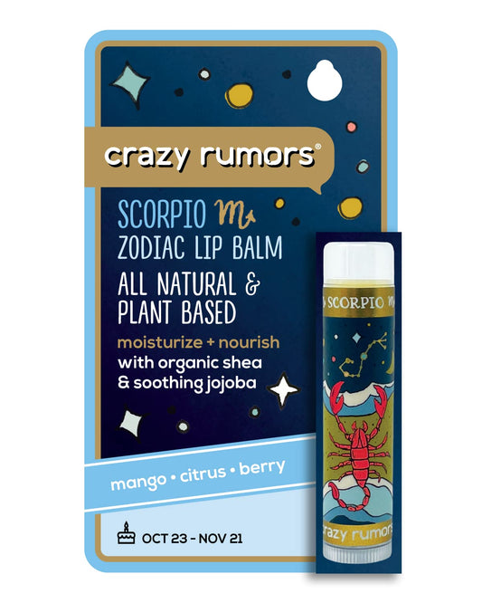 Crazy Rumors Scorpio Zodiac All Natural, Plant Based Lip Balm to Moisturize and Nourish your Lips - Water Blend