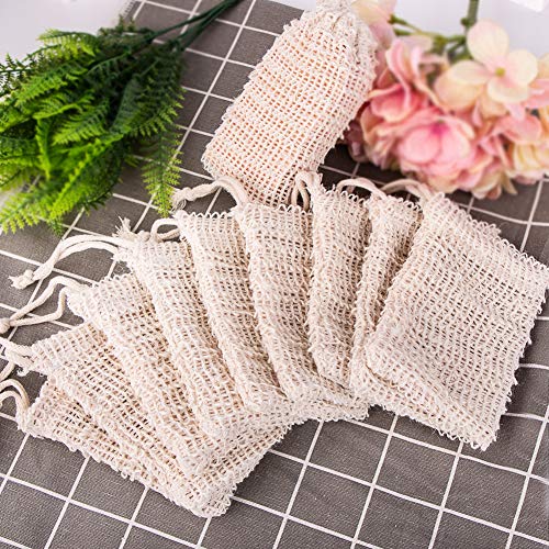 Yoseng 10 Pack Soap Exfoliating Bag Natural Soap Saver,Natural Fiber Soap Bags for Foaming and Drying The Soap, Organic Soap Bag With Pouch Holder for Shower Bath