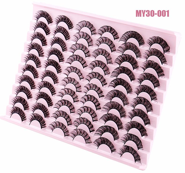 Molliho False Eyelashes - Natural Wispy Lashes, 30 Pairs