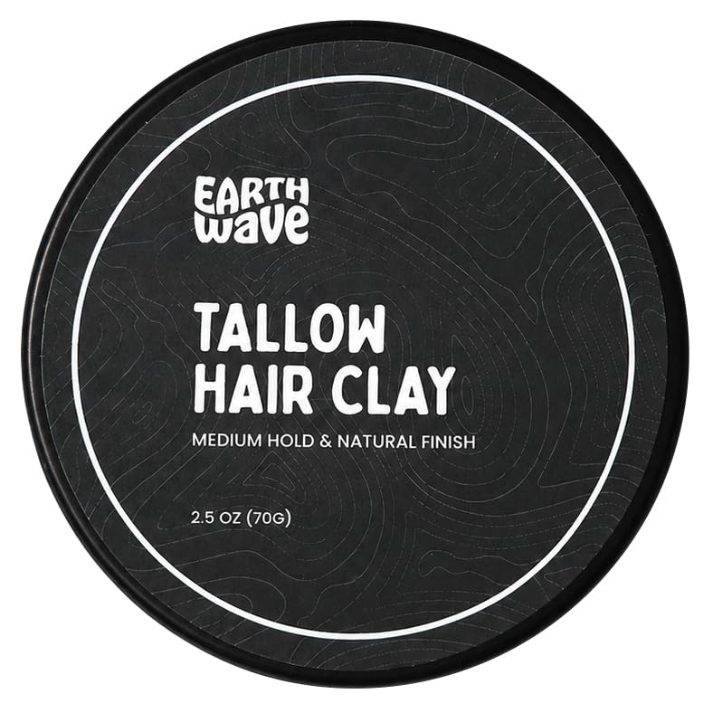 Earth Wave Tallow Hair Clay – Medium Hold Matte Finish, 2.5 oz