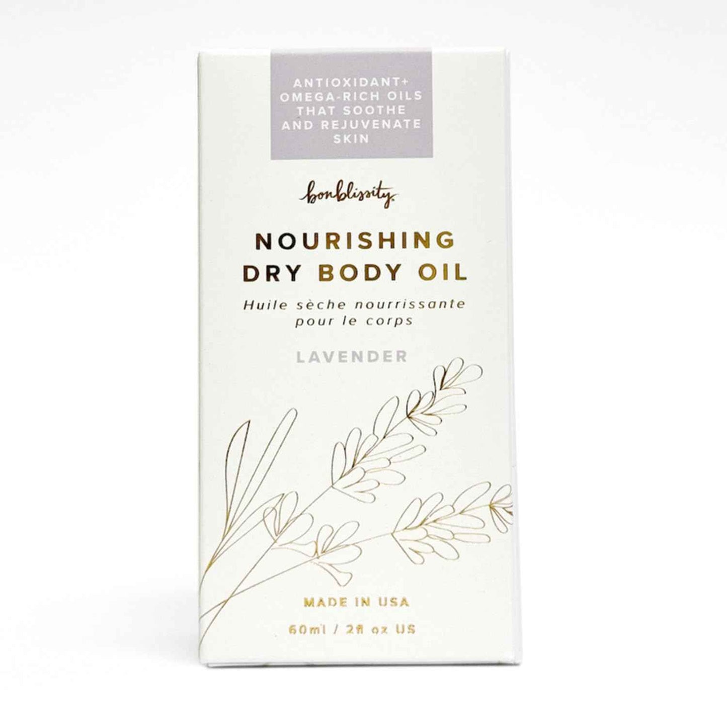 Bonblissity Nourishing Body Oils for Women, 2oz Travel Size - Lavender Scented Body Oil, Non-Greasy Non-Comedogenic, Vitamin E Hydrating Moisturizer for Men and Women with Dry or Sensitive Skin