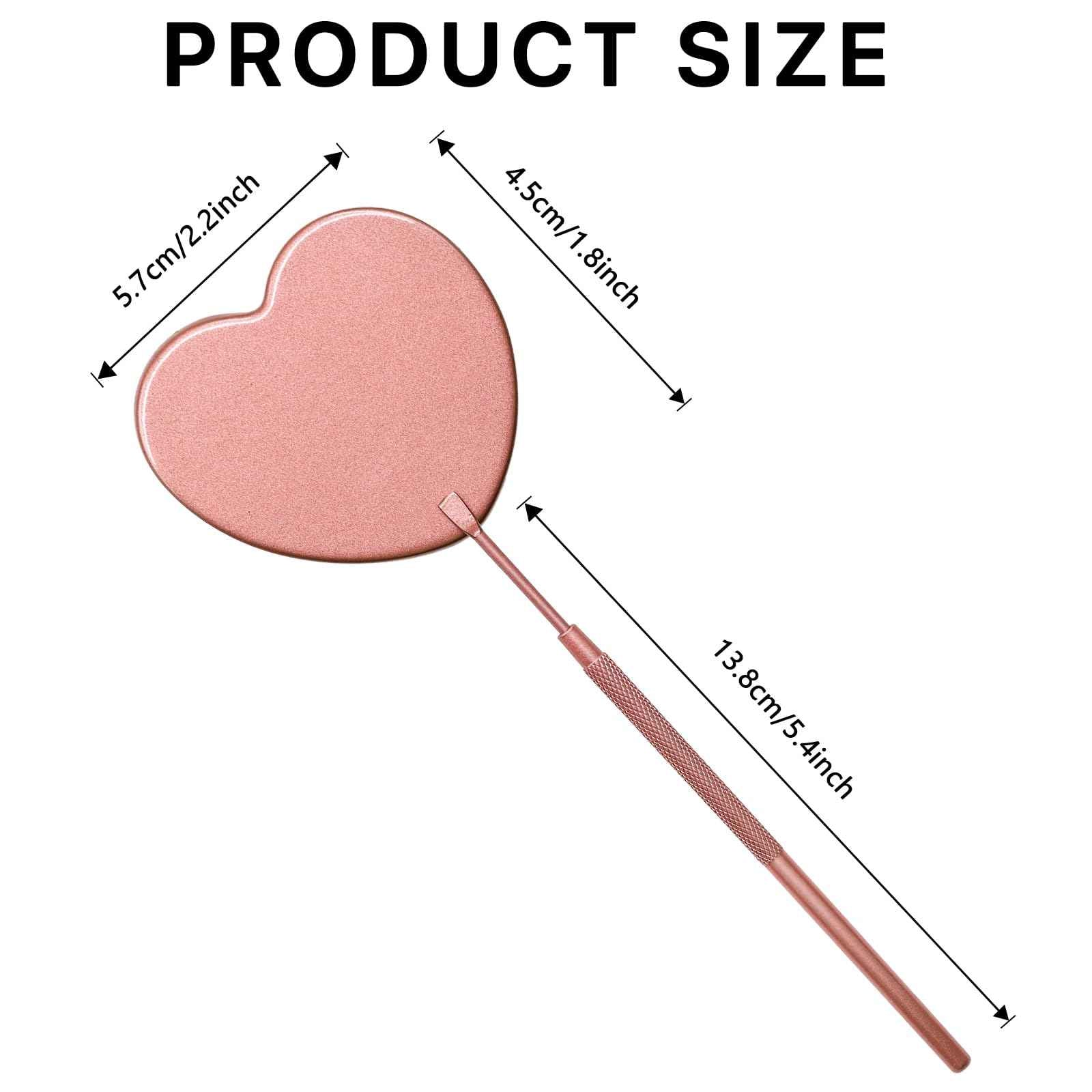 Miuffue 2.2inch Lovely Lash Mirror, Heart Shaped Detachable Stainless Steel Eyelash Mirror for Eyelash Extensions, Lash Supplies and Tool for Techs, Pink