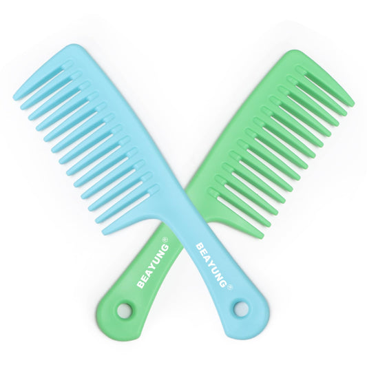 BEAYUNG 2PCS Large Wide Tooth Comb, Shower Combs, Hair comb for wet curly hair, Durable Hair Brush for Best Styling and Professional Hair Care(1Blue,1Green)