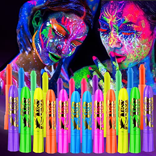 12pcs Glow Face Body Paint - UV Black Light Makeup Kit