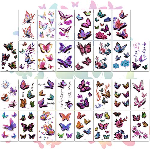 Butterfly Temporary Tattoos Stickers, 252Pcs 60 Sheets
