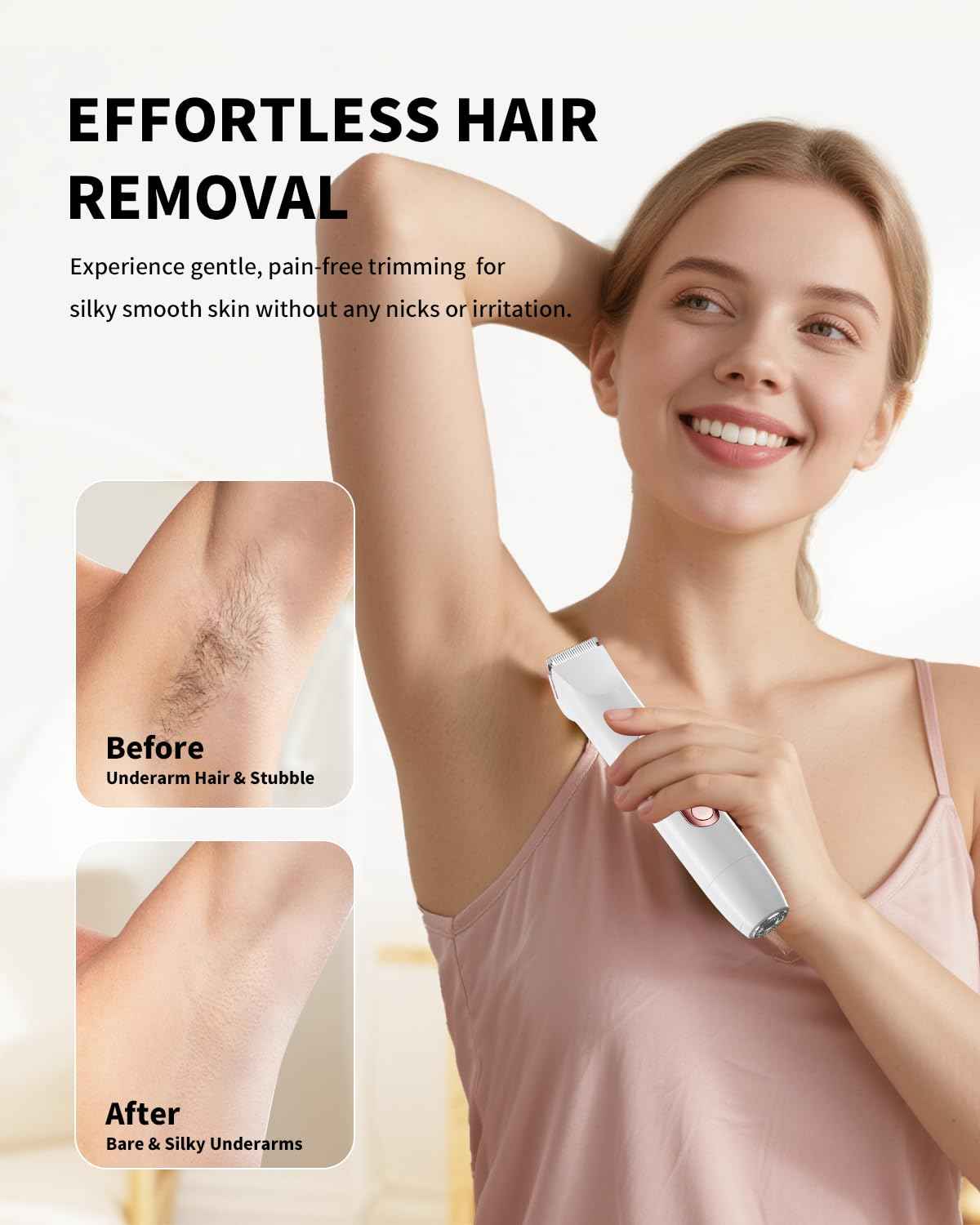 Ufree Bikini Trimmer Electric Razors for Women Dual Head, Pubic Body Hair Trimmer Electric Shaver for Face, Legs, Arm, Rechargeable Lady Shaver Waterproof, Summer Grooming Kit, Gifts for Her