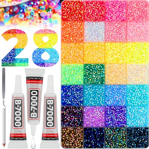 Worthofbest 40,000 Pcs 3mm Flatback Resin Rhinestones Kit with B7000 Glue