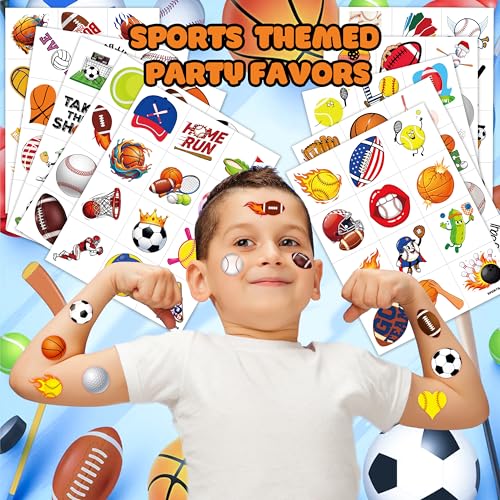 120 PCS Pre-Cut Sports Temporary Tattoos for Kids