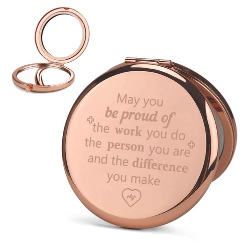Dealoco Nurse Gifts for Women,Appreciation Mothers Day Graduation Inspirational Motivational Christmas Valentines Gifts for Nurses Practitioner Certified,Rose Gold Makeup Mirror,Nurse Week Day Gifts