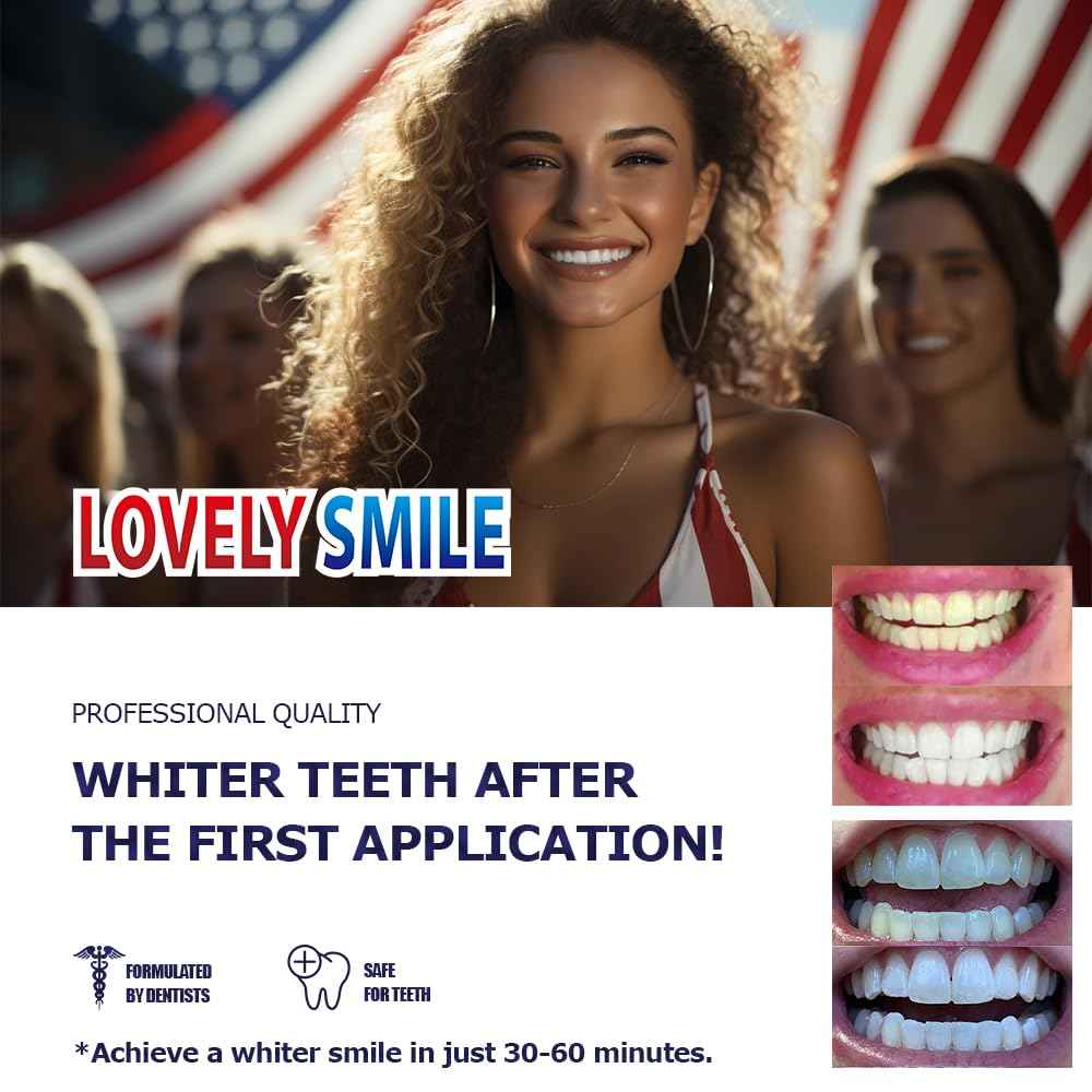Lovely Smile Premium Line 50 Teeth Whitening Strips for 25 Applications - White Teeth in 1 Hour - Enamel Safe - No Slip and No Sensitivity - Dental Whitener Kit by Ray of Smile