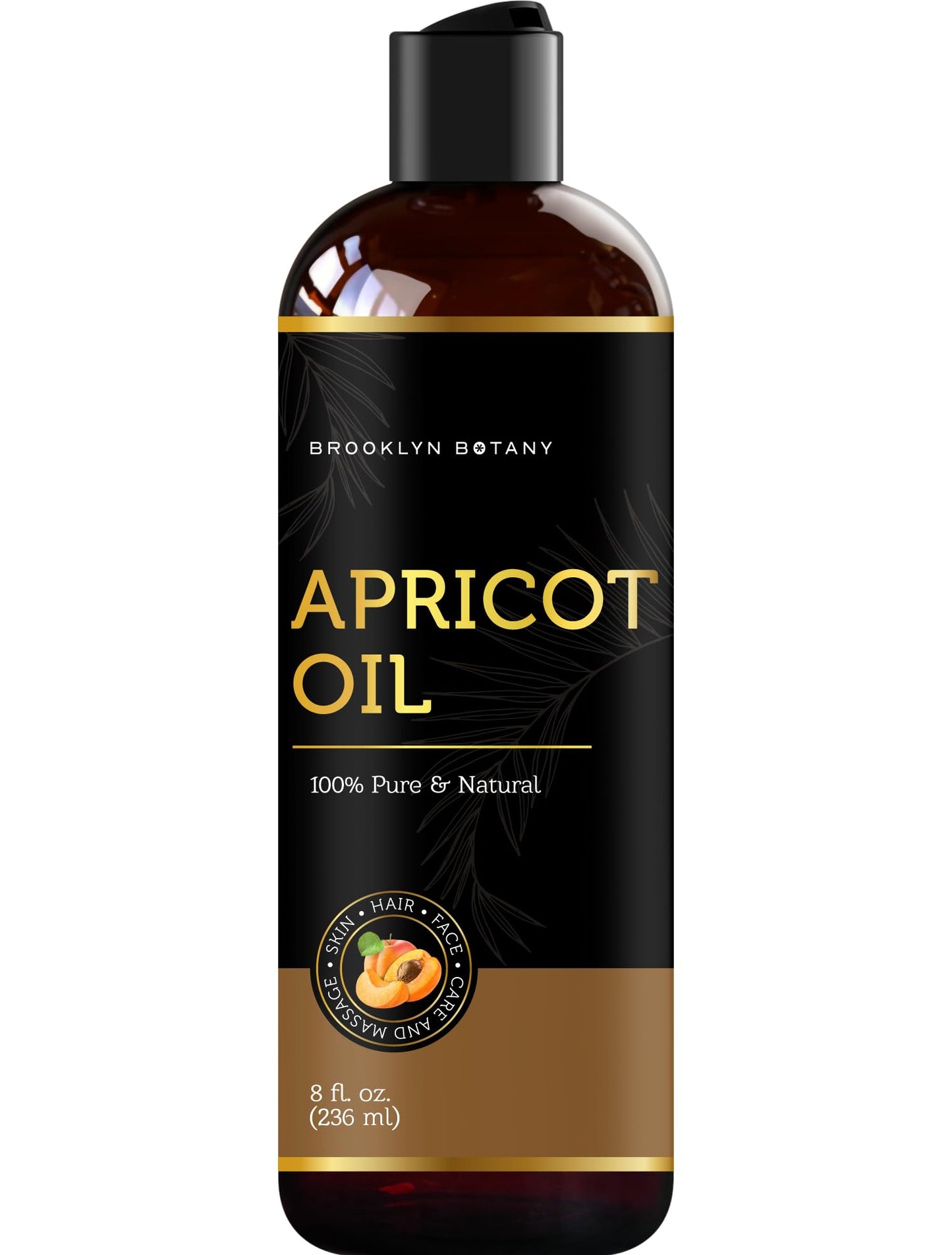 Brooklyn Botany Apricot Kernel Oil for Skin, Hair and Face – 100% Pure and Natural Body Oil and Hair Oil - Carrier Oil for Essential Oils, Aromatherapy and Massage Oil – 8.1 fl Oz