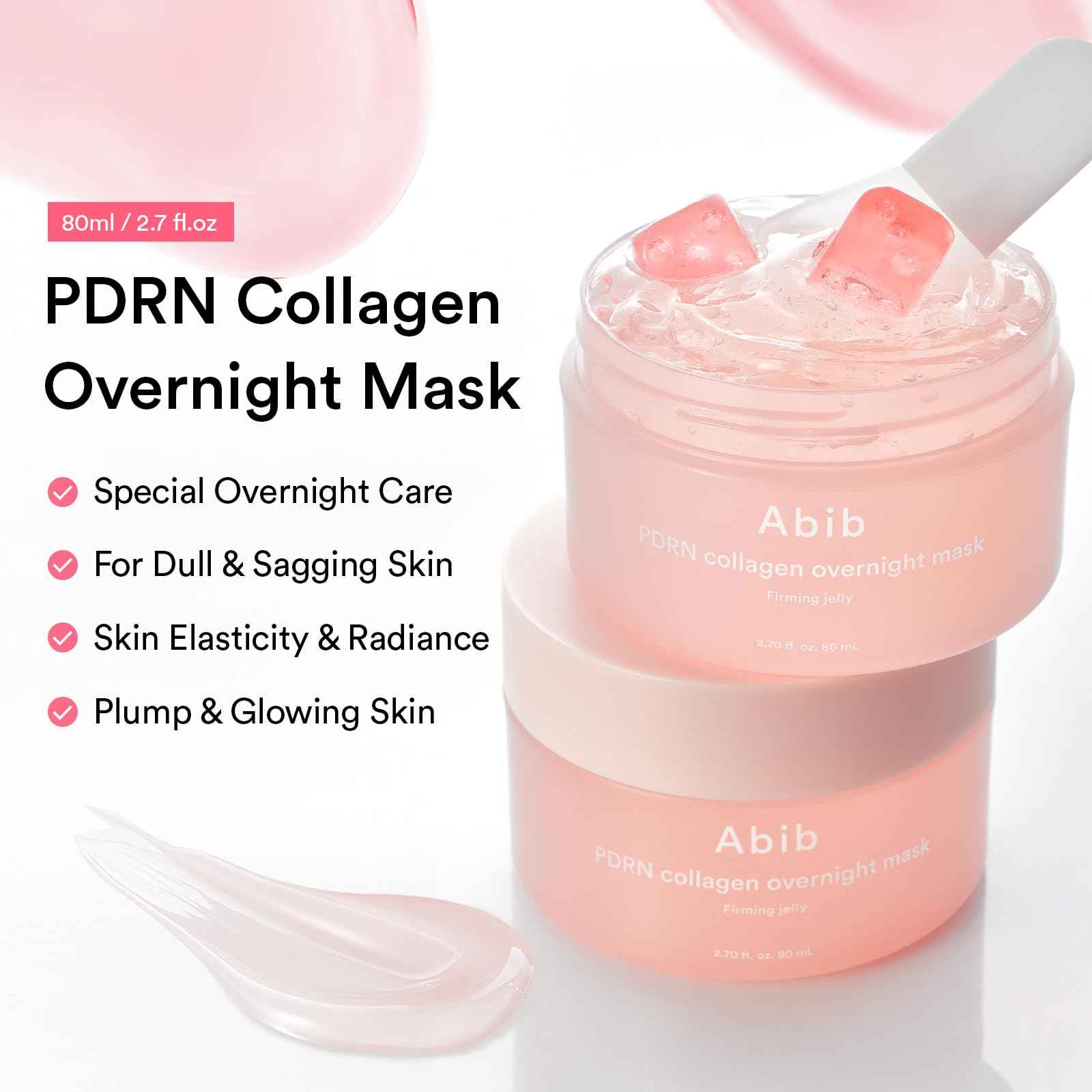 Abib Pink Me Up Pdrn 3 Step Glow Kit | Overnight Firming Jelly Mask, Korean Skincare Set for Glass Skin Routine