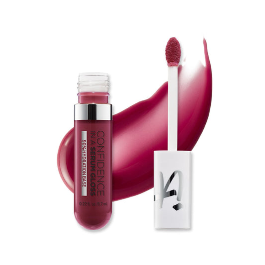 IT Cosmetics Confidence in a Serum Lip Gloss - Smoothing & Conditioning - 8HR Hydration with Hyaluronic Acid, Ceramide, Vitamin E - High Shine & Sheer Finish, Self-Determined (Soft Cool Mauve)