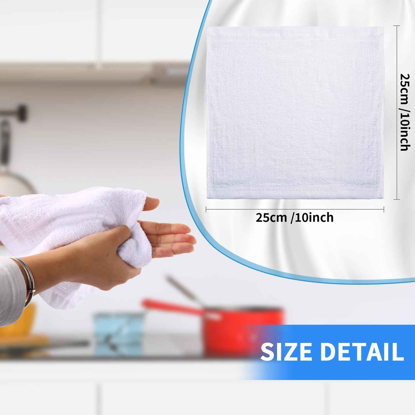 Patelai 60 Pcs White Washcloths Set Face Cloth Absorbent Soft Cotton Face Towel Multipurpose Machine Washable Towels Travel Supply Gym Needs for Bathroom Kitchen Hotel Spa and Gym, 10 x 10 Inch