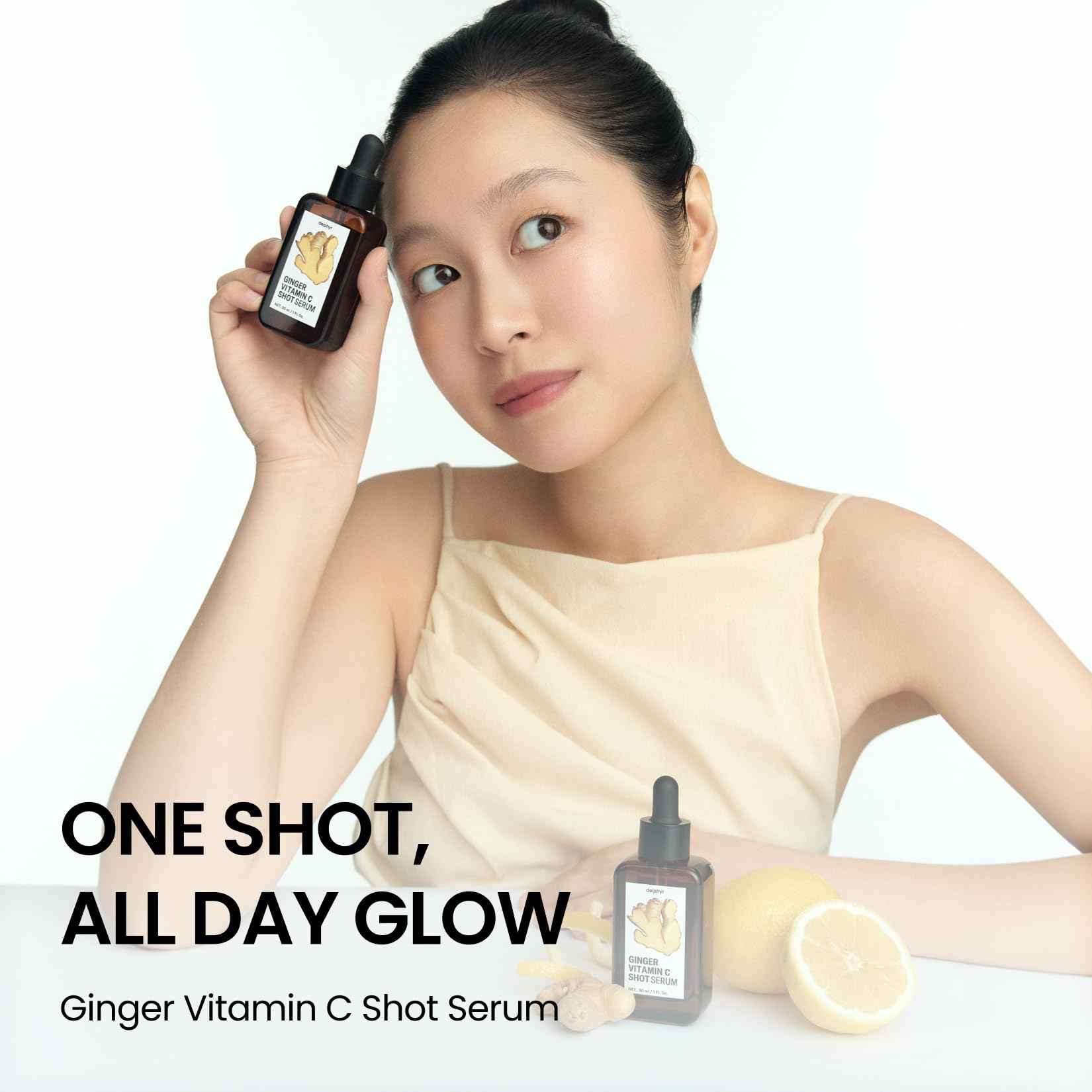 delphyr Ginger Vitamin C Shot Serum | Daily serum with Ginger Extract & Vitamin C | Targets dark spots and dullness | Korean vegan skincare for all skin types