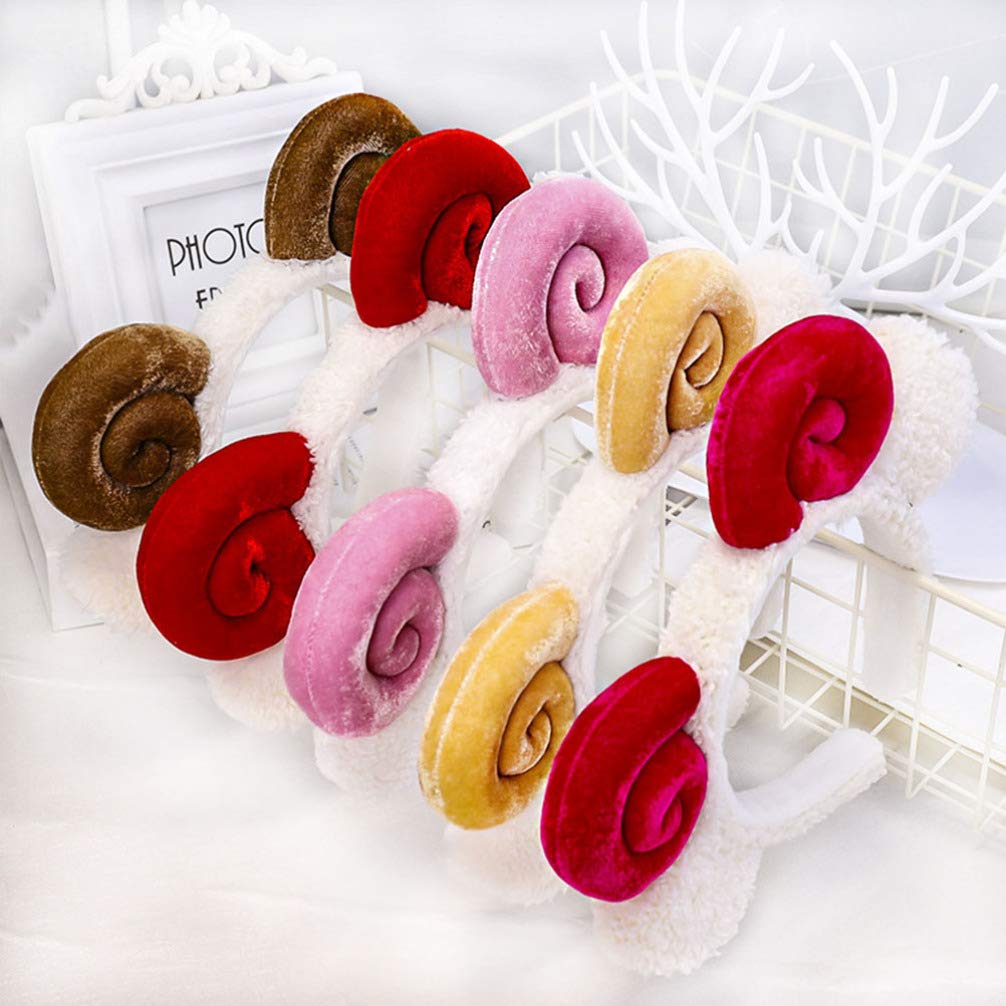 PRETYZOOM Spiral Hair Ties and Plush Animal Headbands for Women - Sheep Horn Ear Headbands, Cartoon Party Favors (Coffee)