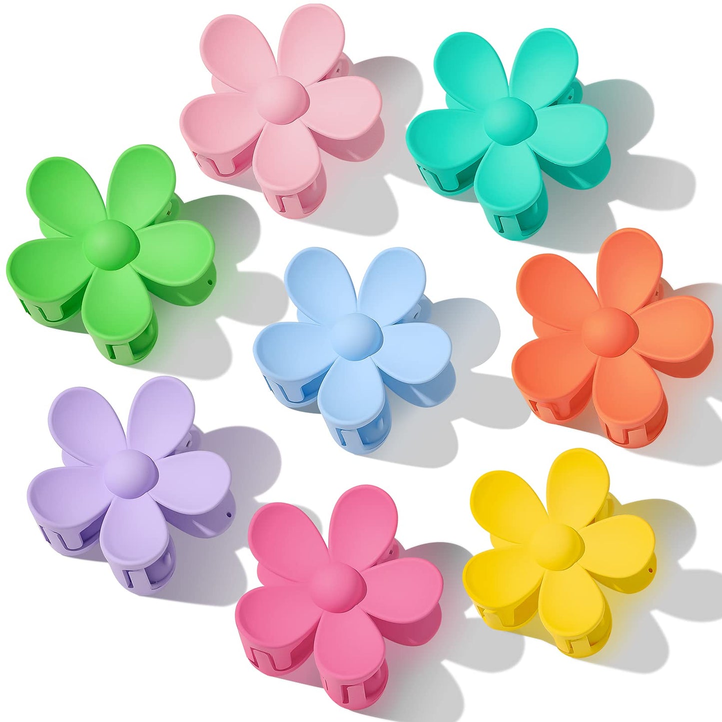 Hair Claw Clips 8PCS Flower Hair Clips Large Hair Clips Cute Claw Clips for Women Thick Hair, Hair Jaw Clips Big Dasiy Matte Hair Clips Non Slip Strong Hold for Women Thick Thin Hair 8 Colors